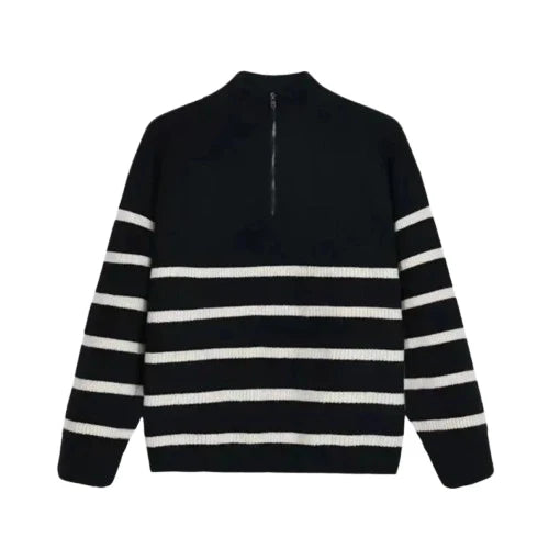 Pull Rayures Zippé Old Money Homme