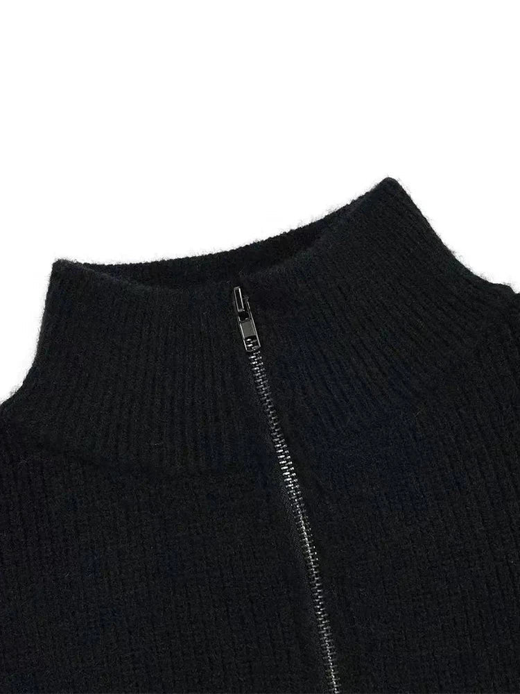 Pull Rayures Zippé Old Money Homme