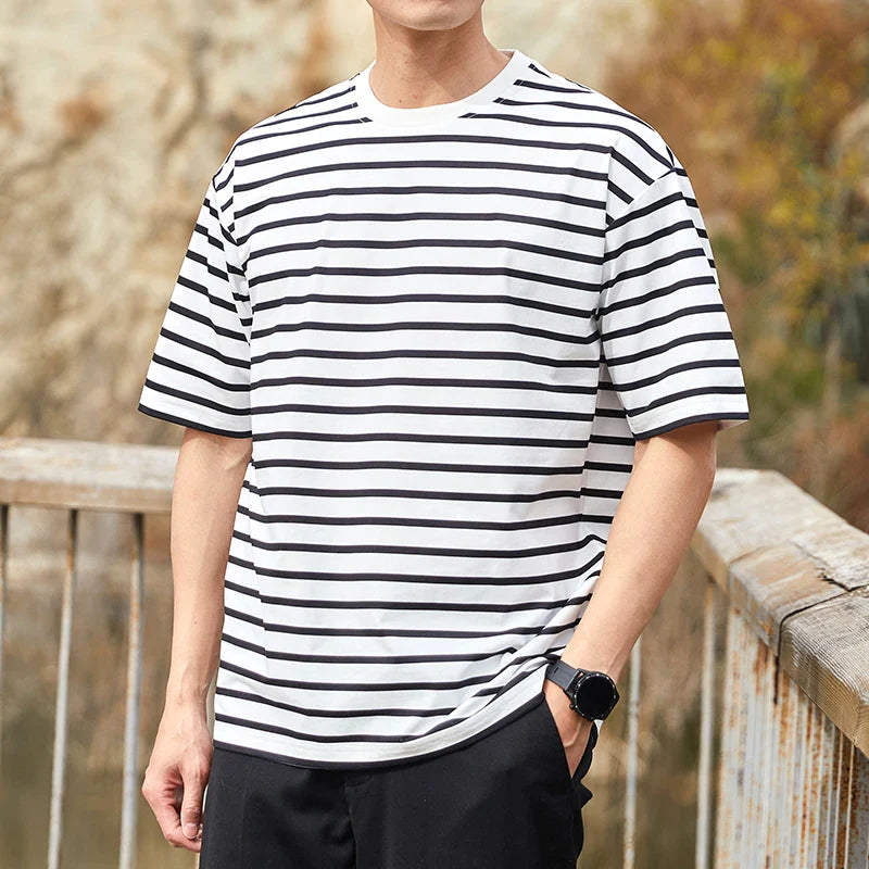 T Shirt à Rayures Old Money