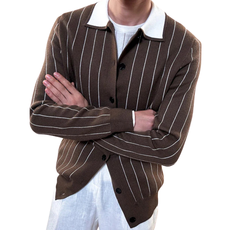 Cardigan Old Money à Rayures