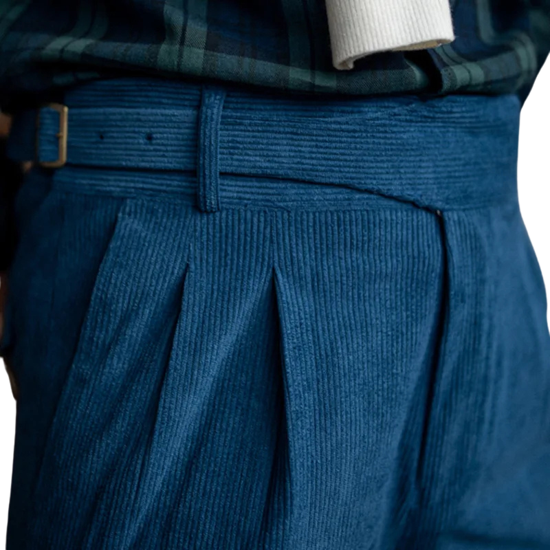 Pantalon en velours côtelé homme bleu