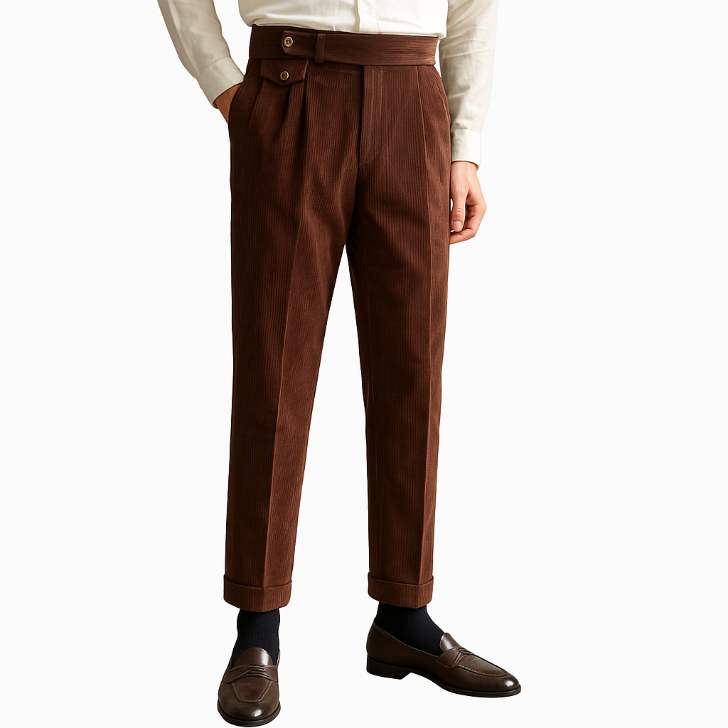 Pantalon en velours côtelé marron