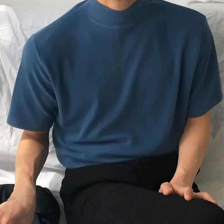 T Shirt à Col Montant Old Money